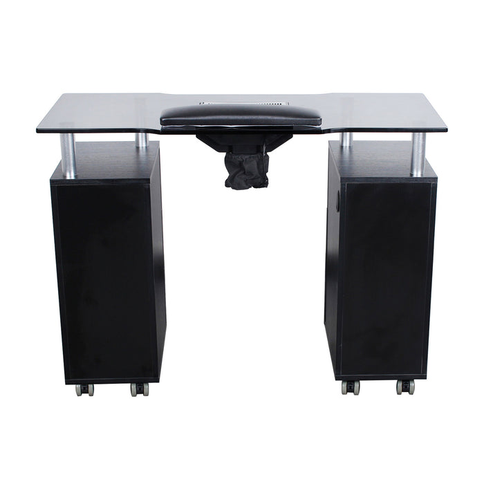 Manicure Table, Black with Glass