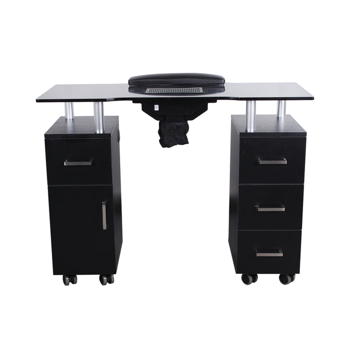 Manicure Table, Black with Glass