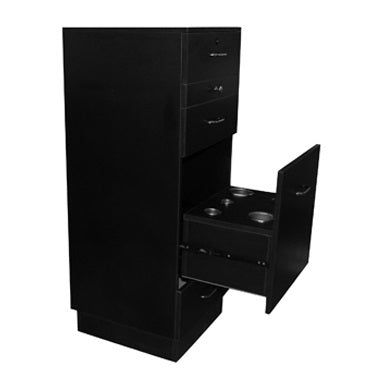Comes equipped with one over-sized drawer with removable tool holders. The space behind helps keep cords and electrical equipment tucked neatly away.